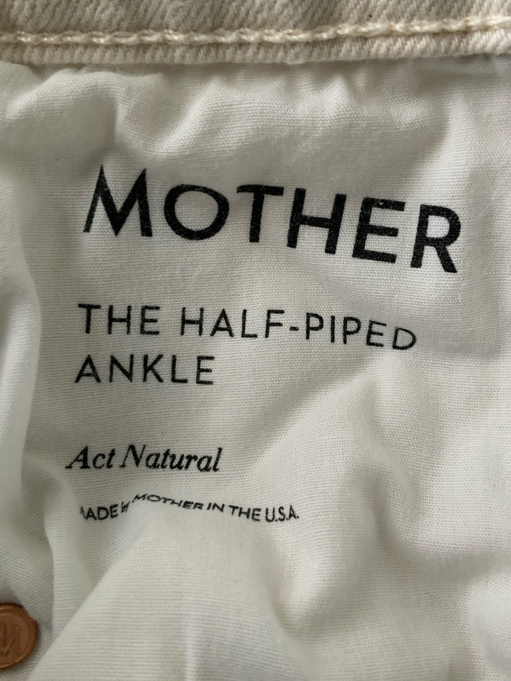 MOTHER SUPERIOR Jeans Half Piped Ankle Act Natural Cream Black Piping Size 26 - Picture 10 of 14